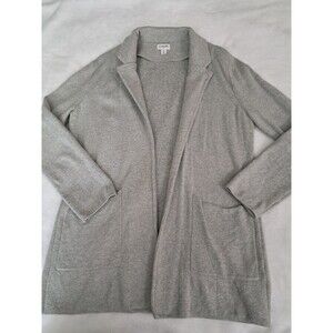 J. Crew Open Front Sweater Blazer Gray 100% Cotton Long Sleeves Pockets Size S